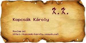 Kopcsák Károly névjegykártya