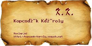 Kopcsák Károly névjegykártya